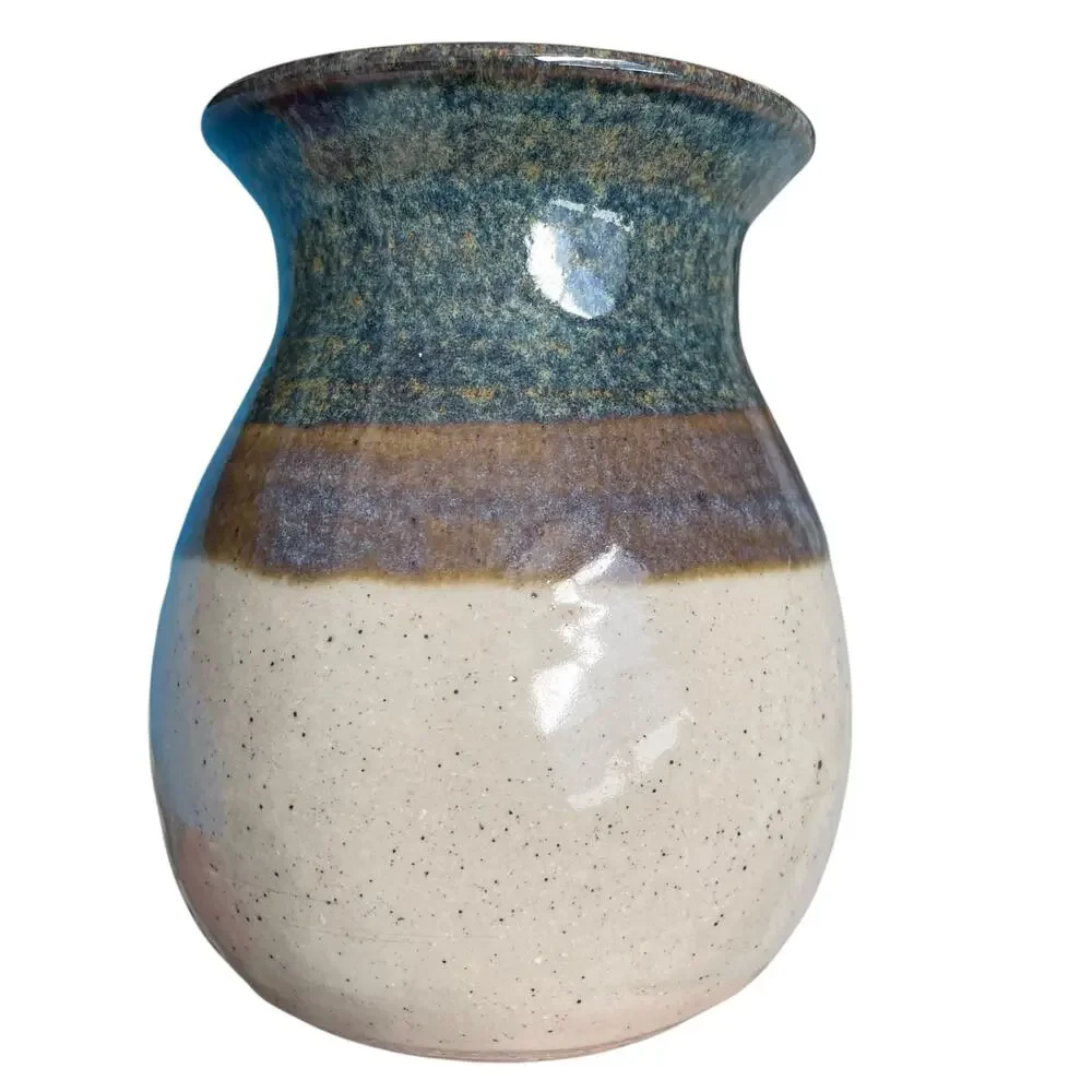 Mack Chrisco Pottery Vase Artisan Vintage 1980s Signed Earthenware Art
